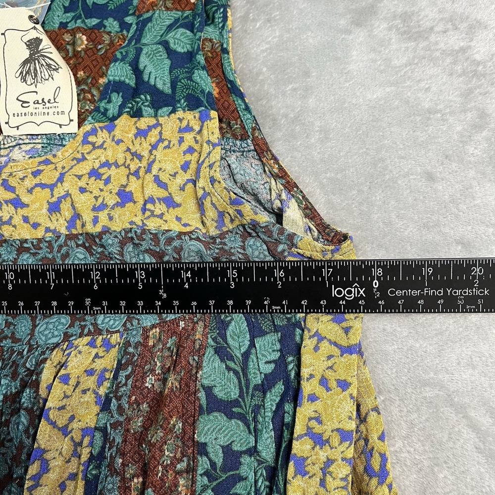 Easel NWT Patchwork Floral Jumper Dress Women's Small Boho Sleeveless Maxi - Picture 11 of 13